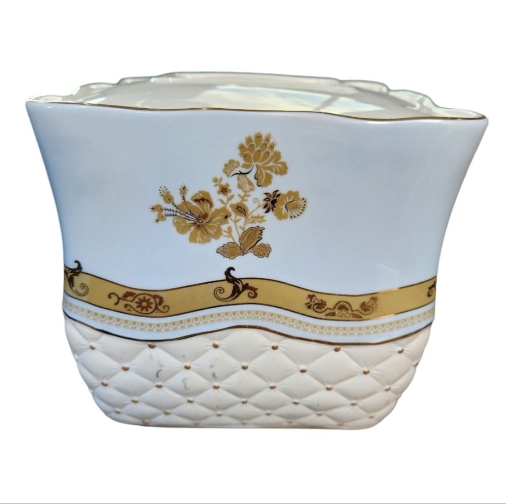 Vintage Crosscill Home Napoleon Ceramic Tumbler for Bathroom with Golden Hobnail
